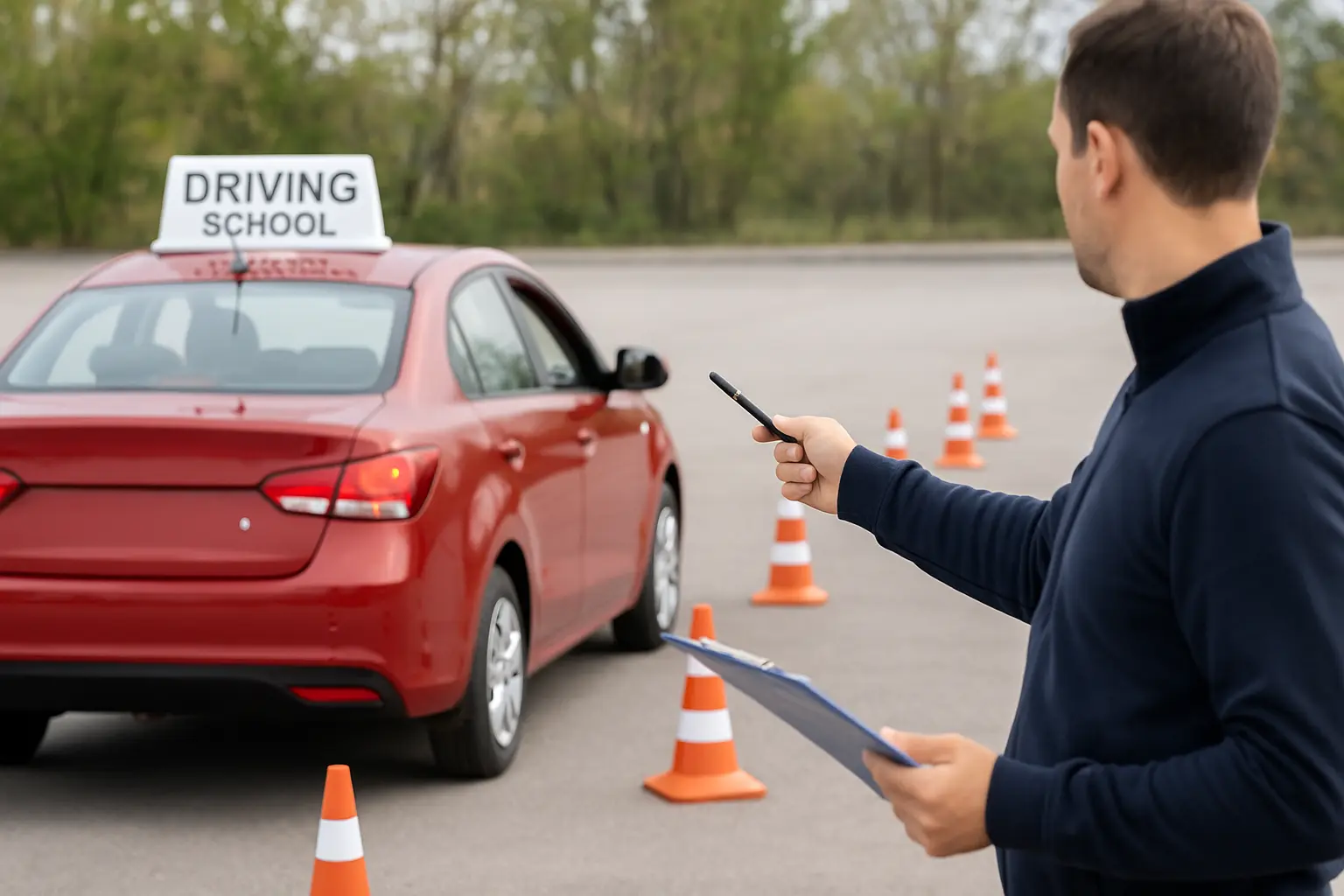 Student driving lesson